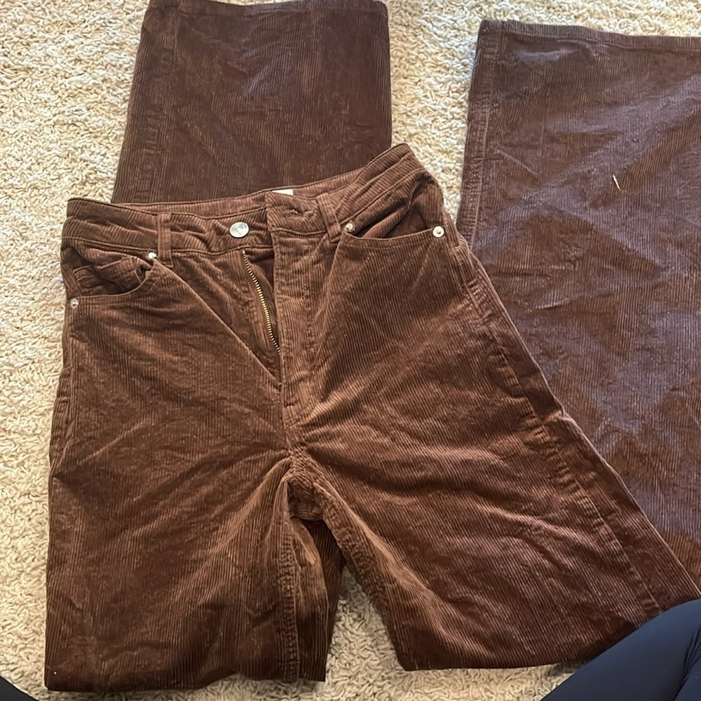 H & M wide leg brown corduroy pants